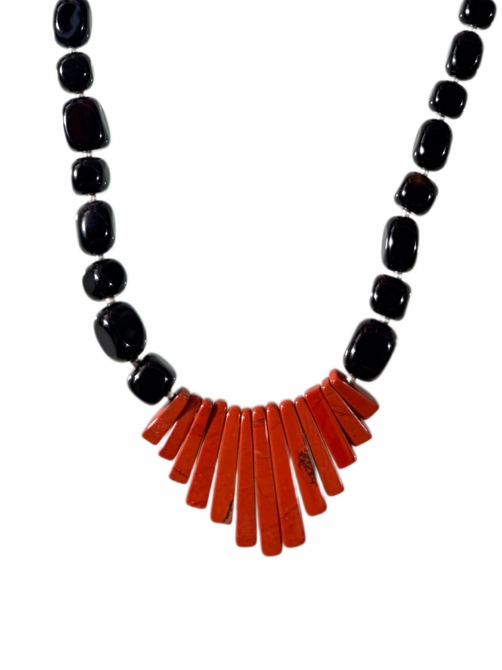 Red Jasper and Black Onyx Beaded Necklace - Women Jewelry